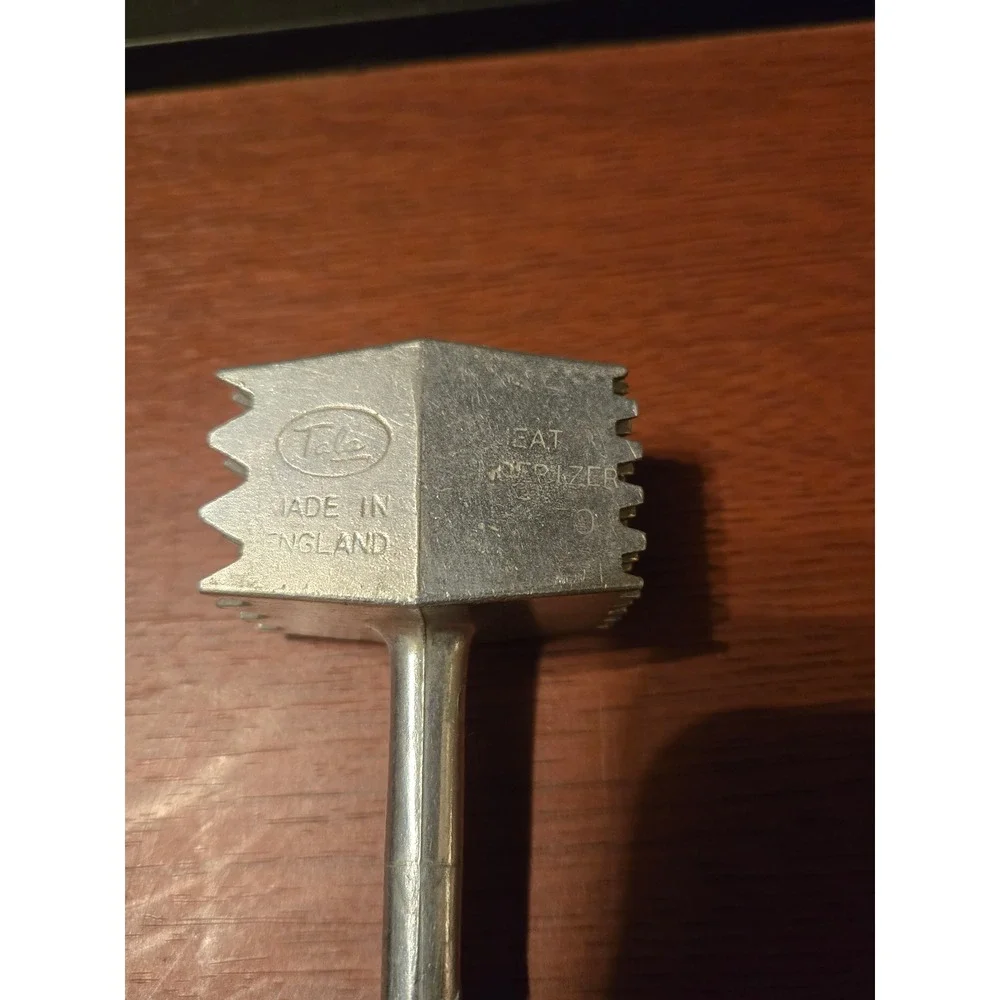 Vintage Tala Meat Tenderizer Mallet Aluminum Made in England Dual Sided Silver